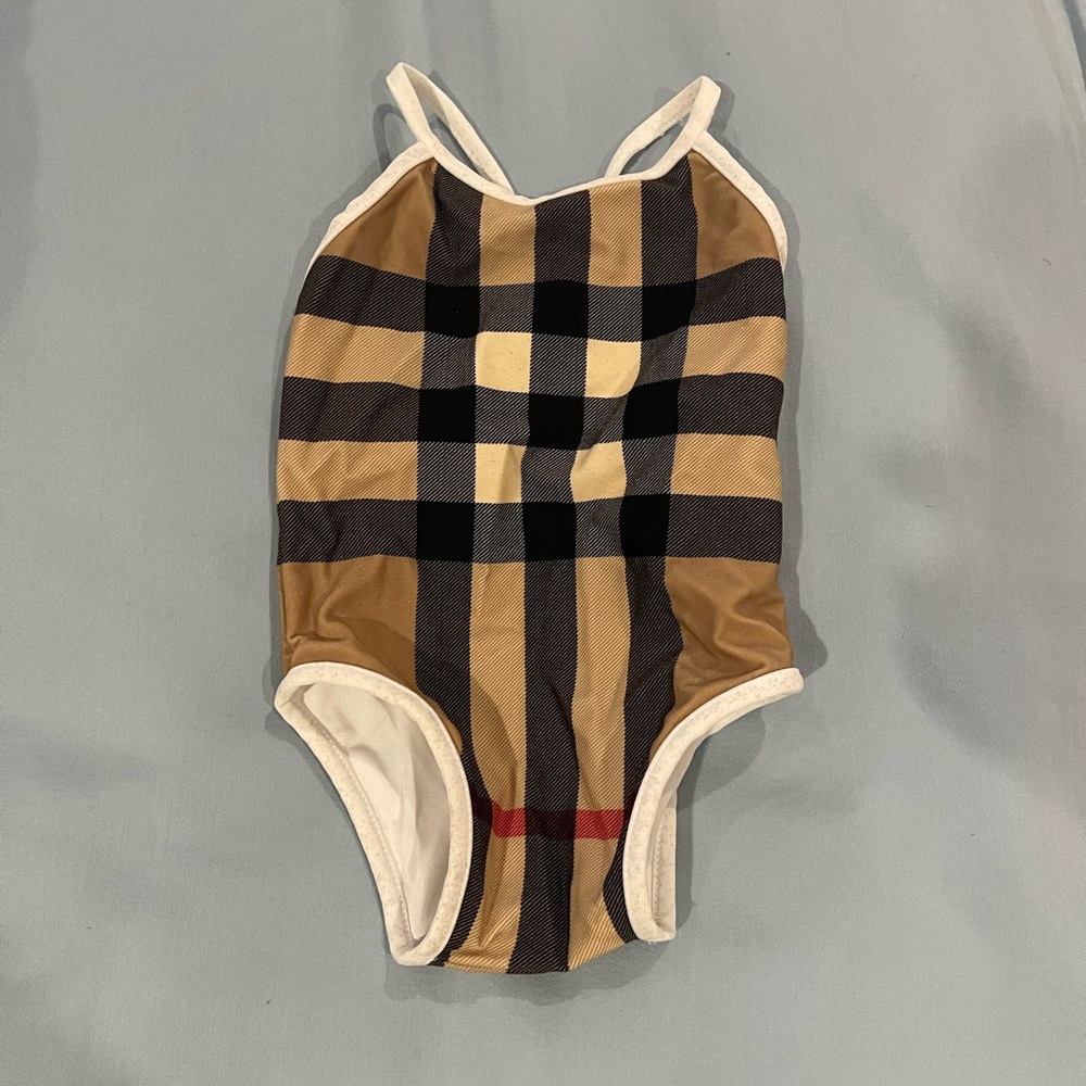 Burberry check-print swimsuit, size 6 months